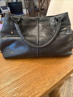 Ceri Hoover Black Leather Satchel Bag